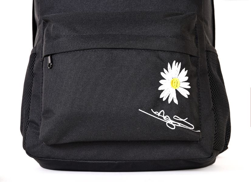 Женский городской молодежный рюкзак черного цвета среднего размера с рисунком вышивкой 010125 010125 фото