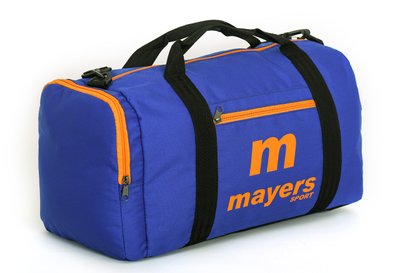 Яскрава синього кольору тканинна спортивна сумка з яскравою помаранчевою блискавкою та написом для спорту 0018675 фото