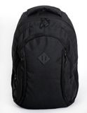 Середнього розмыру місткий підлітковий чорний рюкзак із міцної тканини водонепроникний з м'якою спинкою 031087 фото