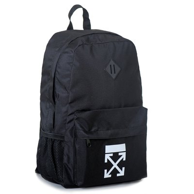 Стильный вместительный повседневный водонепроницаемый черный рюкзак с белым рисунком логотипа 30-OF МВ30-OF фото