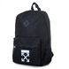 Стильний сучасний місткий повсякденний чорний рюкзак водонепроникний з білим малюнком логотипу МВ30-OF фото 2